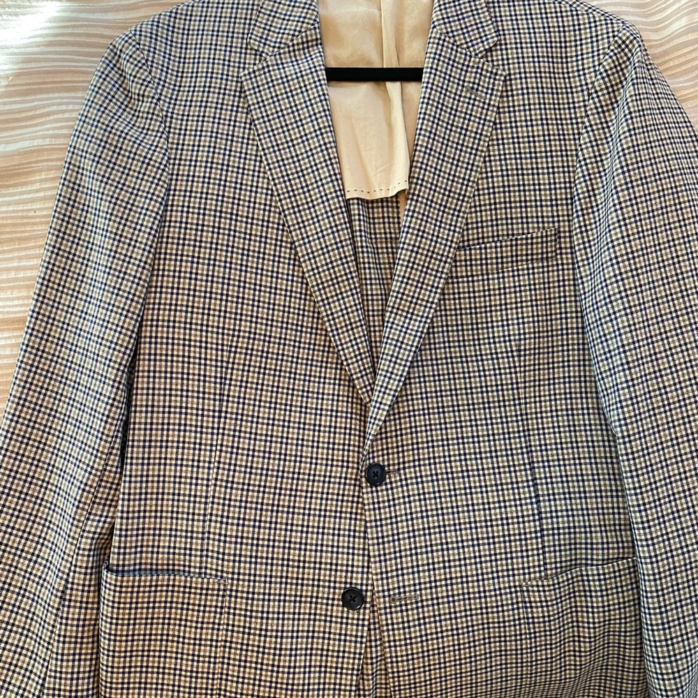 Peter Millar blue / grey houndstooth check unstructured blazer size M / 40R